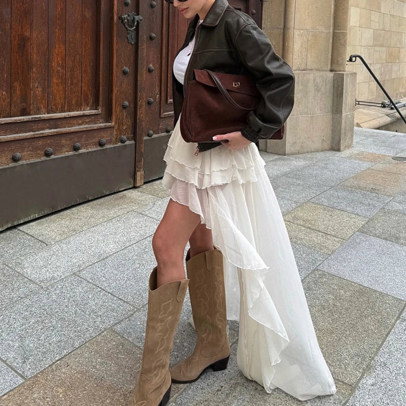 Glorol - High Waist Pleated Skirt