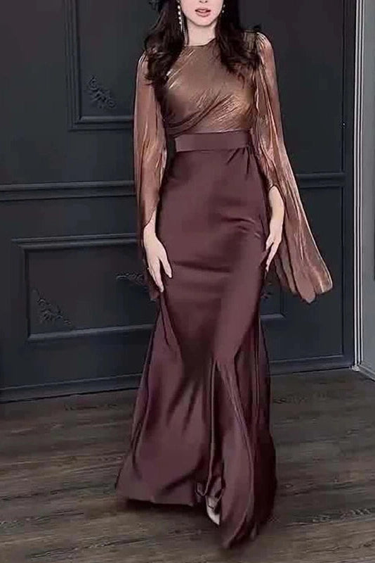 Glorol - Elegant Slim Long Sleeve High Waisted Maxi Dress