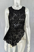 Glorol - Lace Printed See-Through Sleeveless Patchwork Top
