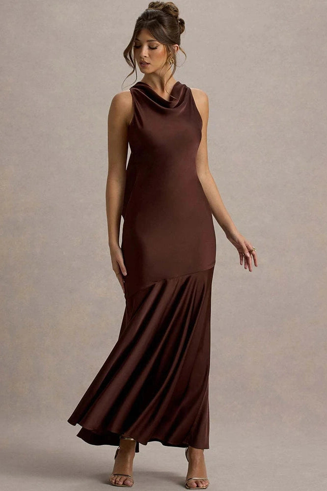 Glorol - Elegant Sleeveless Backless Pleated Maxi Dress
