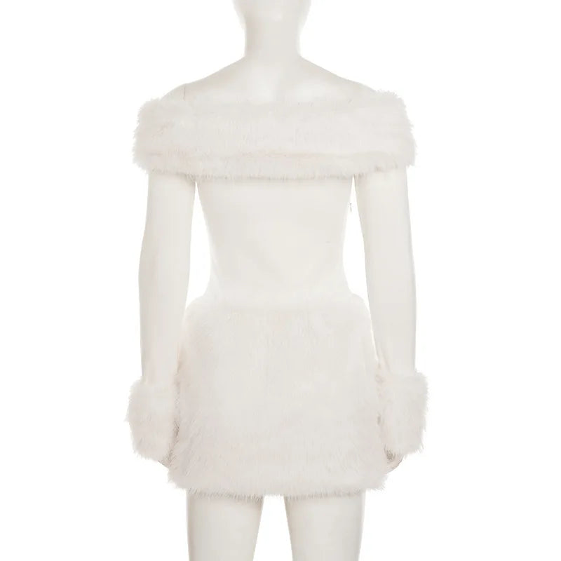 Glorol - Patchwork One-Shoulder Long Sleeve High Waist Mini Dress