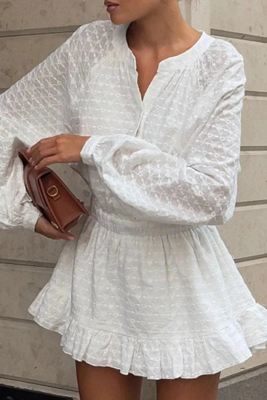 Glorol - Elegant A-Line Sleeves Fit Waist Mini Dress
