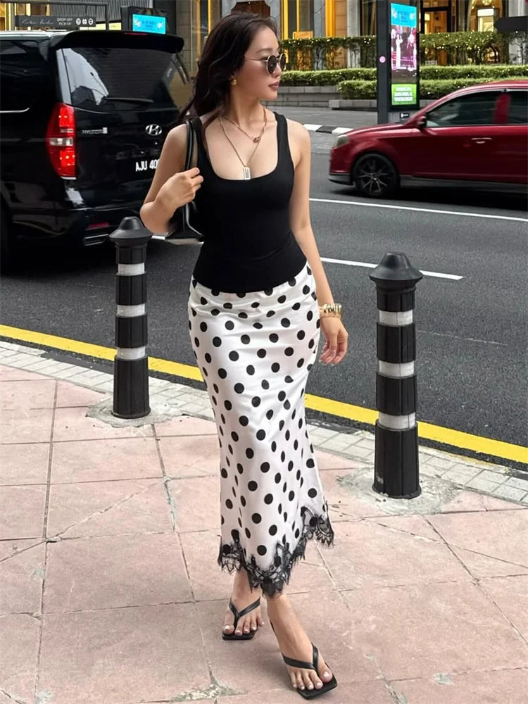 Glorol - High Waist Lace Patchwork Skirt