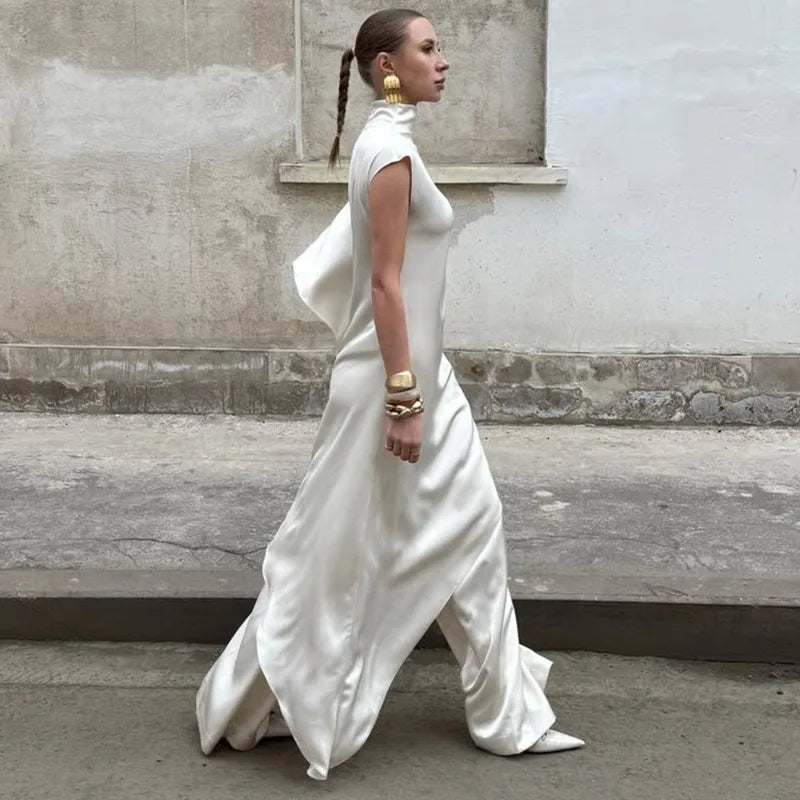 Glorol - One Shoulder Sleeve Loose Irregular Maxi Dress