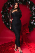 Glorol - Long Sleeve Skew Collar Off-Shoulder Backless Maxi Dress