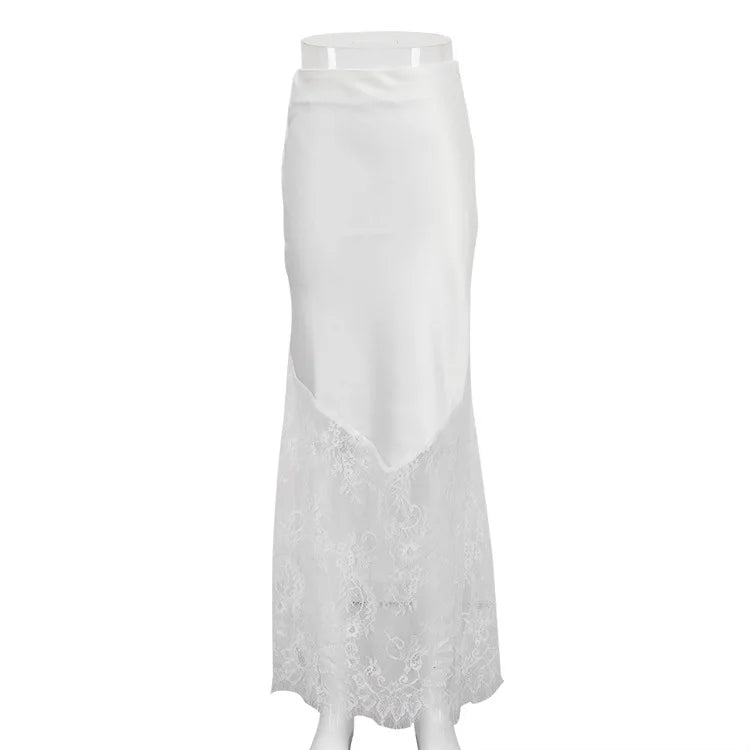Glorol - High Waist Loose See-Through Lace Skirt