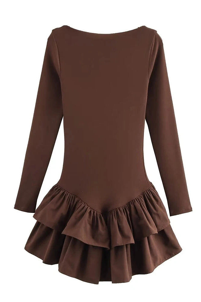 Glorol - Elegant Long Sleeve Slim Mini Dress
