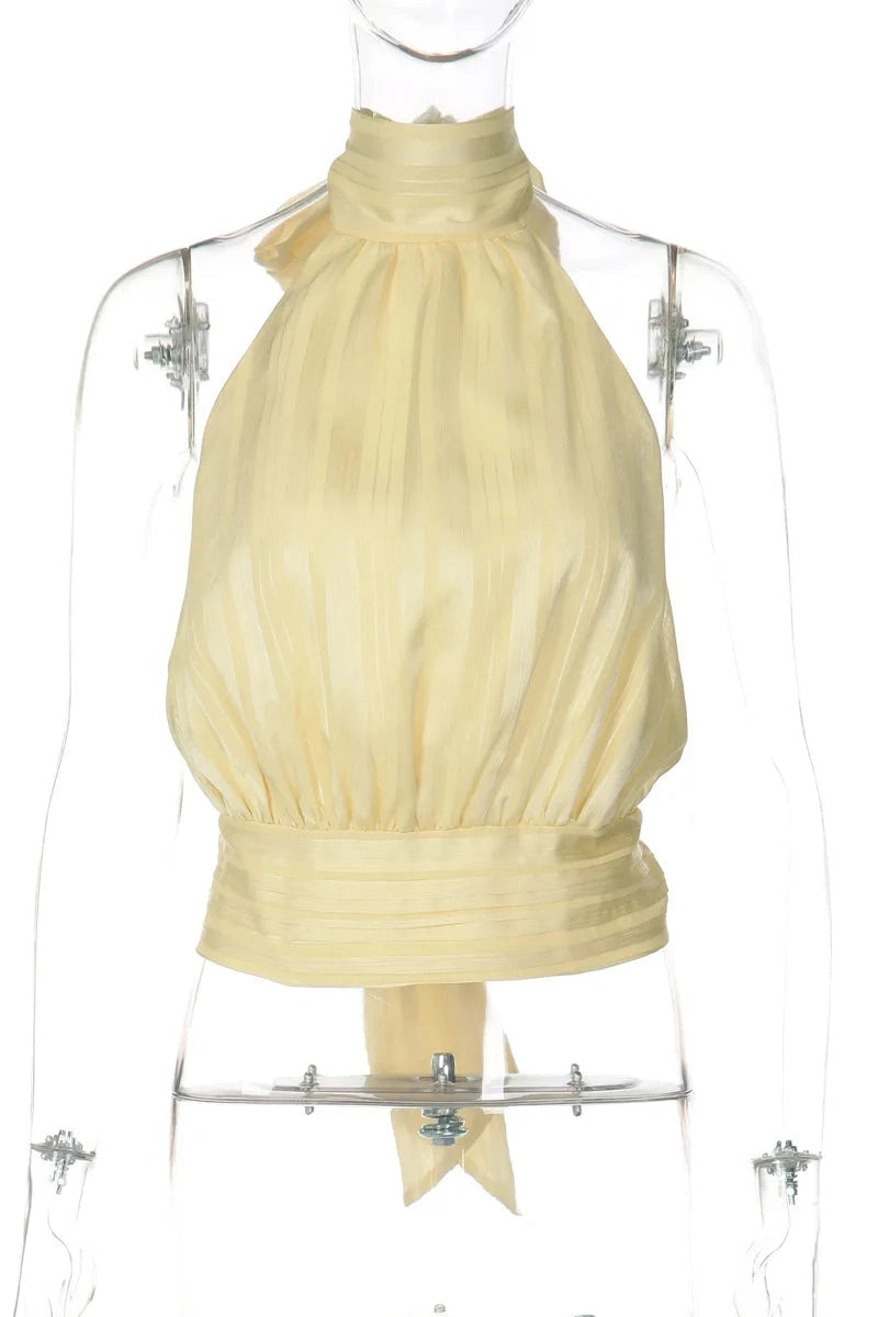 Glorol - Backless Lace-Up Sleeveless Top