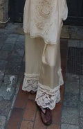 Glorol - Elastic Waist Lace Trim Skirt