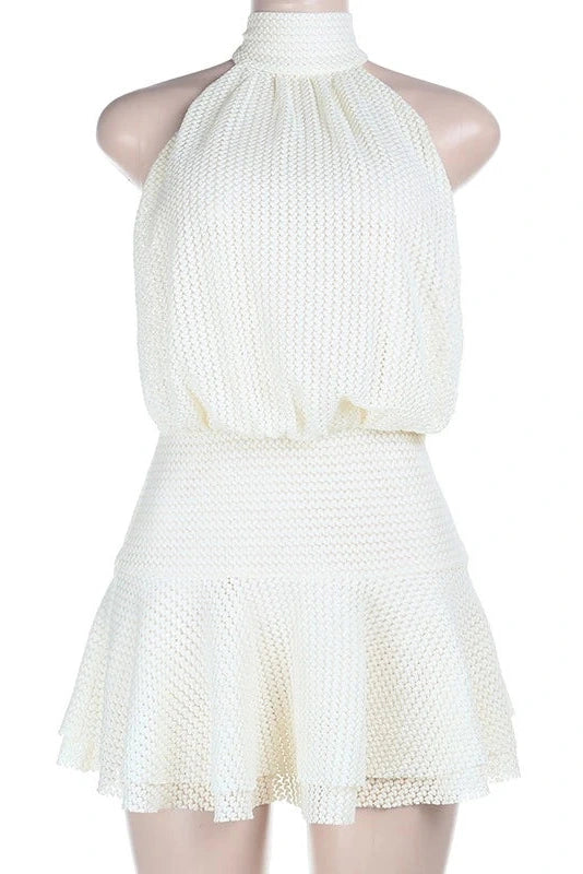 Glorol - Elegant Sleeveless Backless Lace-Up Mini Dress