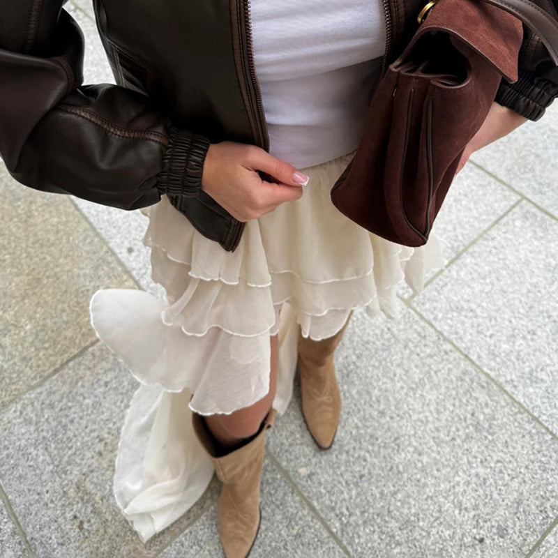 Glorol - High Waist Pleated Skirt