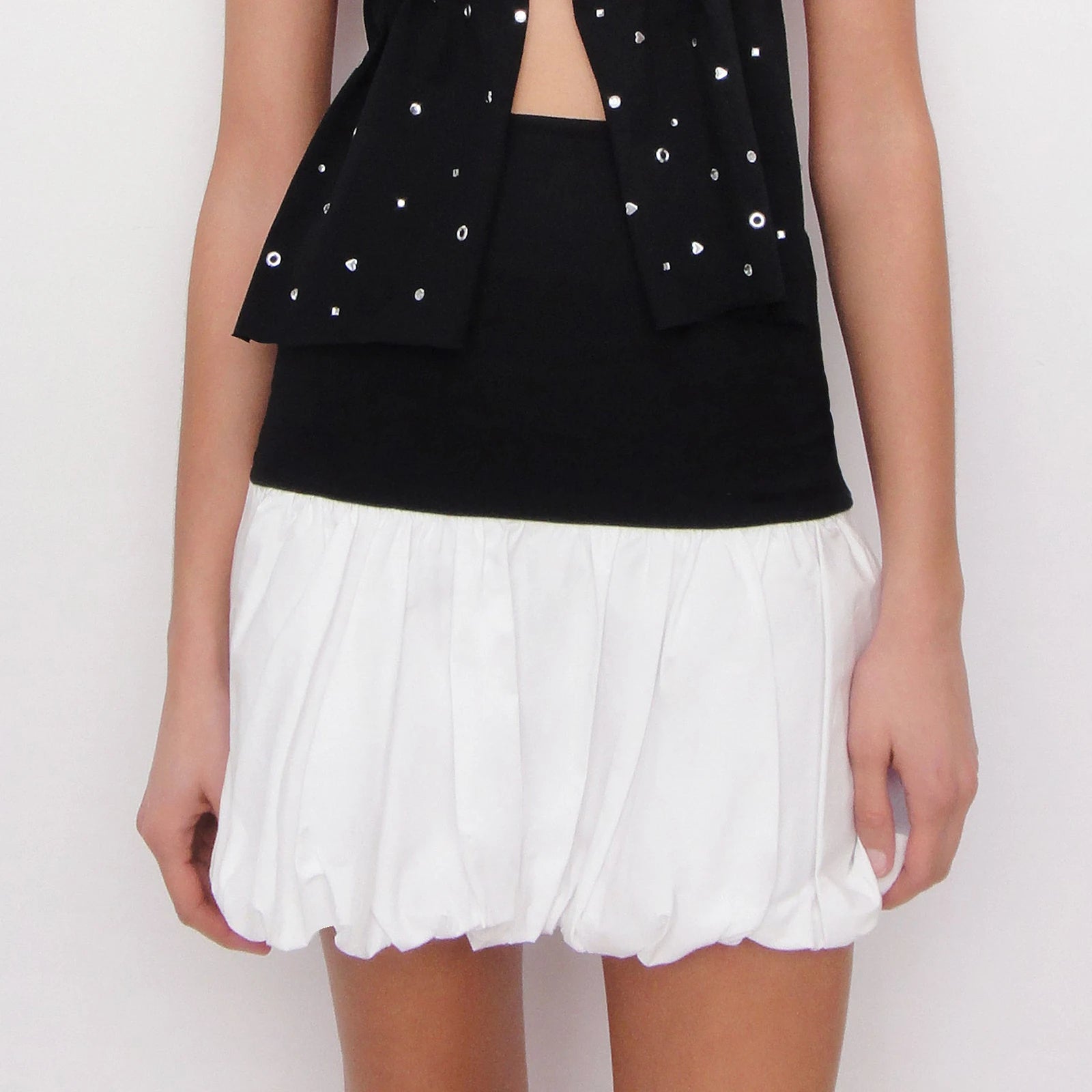 Glorol - Bubble Elastic Waist Pleated Skirt