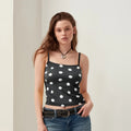 Glorol - Sleeveless Dot Print Slim Fit Top
