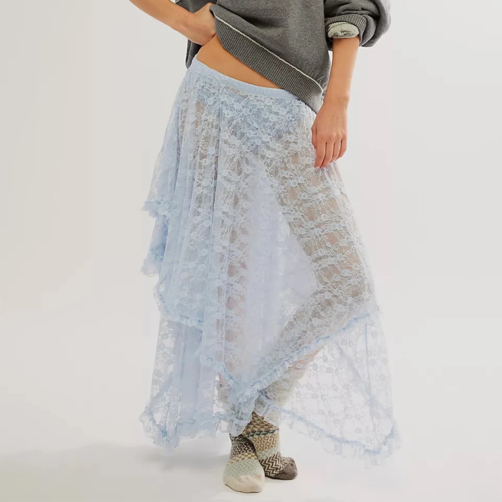 Glorol - Lace Courtship Elastic Waist Half Slip Skirt