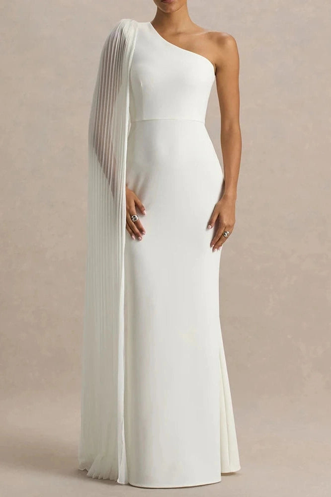 Glorol - Elegant High Waist Sleeveless Slash Collar Slim Maxi Dress