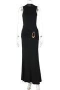 Glorol - Elegant Backless Slim Sleeveless High Waist Round Neck Maxi Dress
