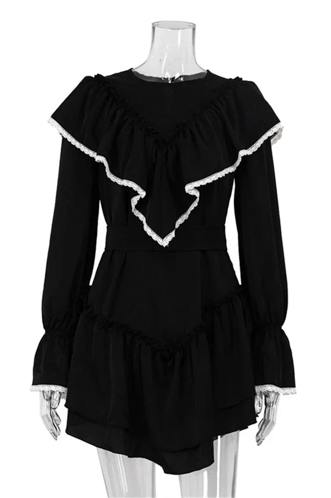 Glorol - Patchwork Slim Long Sleeve Mini Dress