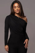 Glorol - One Shoulder Long Sleeve Jumpsuit