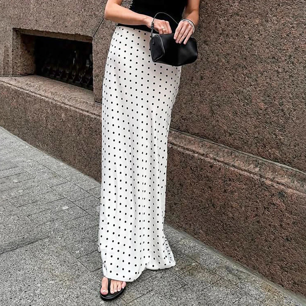 Glorol - High Waist Polka Dot Patchwork Skirt