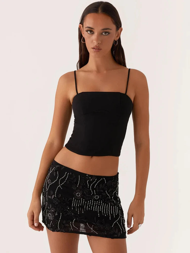 Glorol - Low Waist Sparkle Elegant Skirt