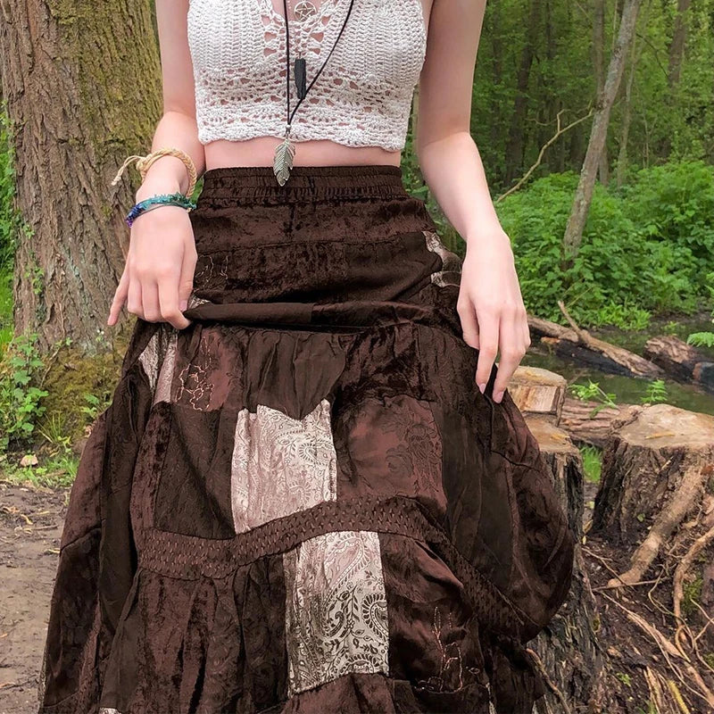 Glorol - Printed Fairycore Retro Pleated Skirt