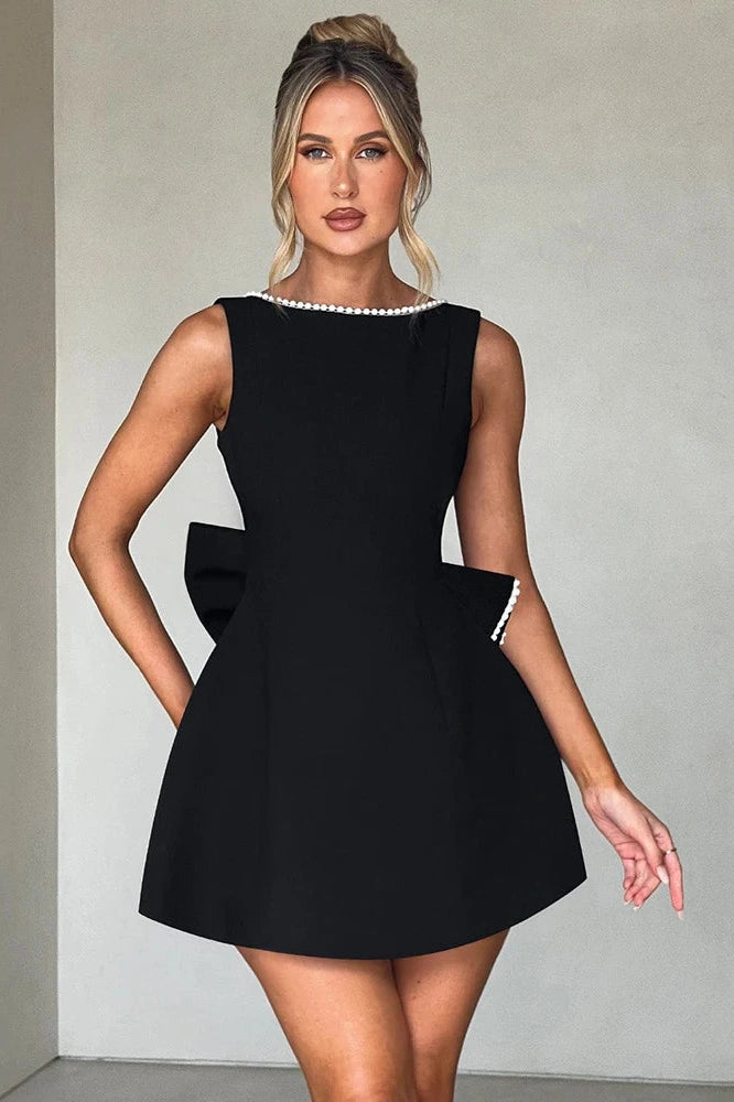 Glorol - Backless Zipper Sleeveless High Waist A-line Mini Dress