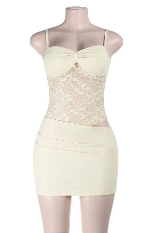 Glorol - Elegant Lace Off-Shoulder Slim Mini Dress