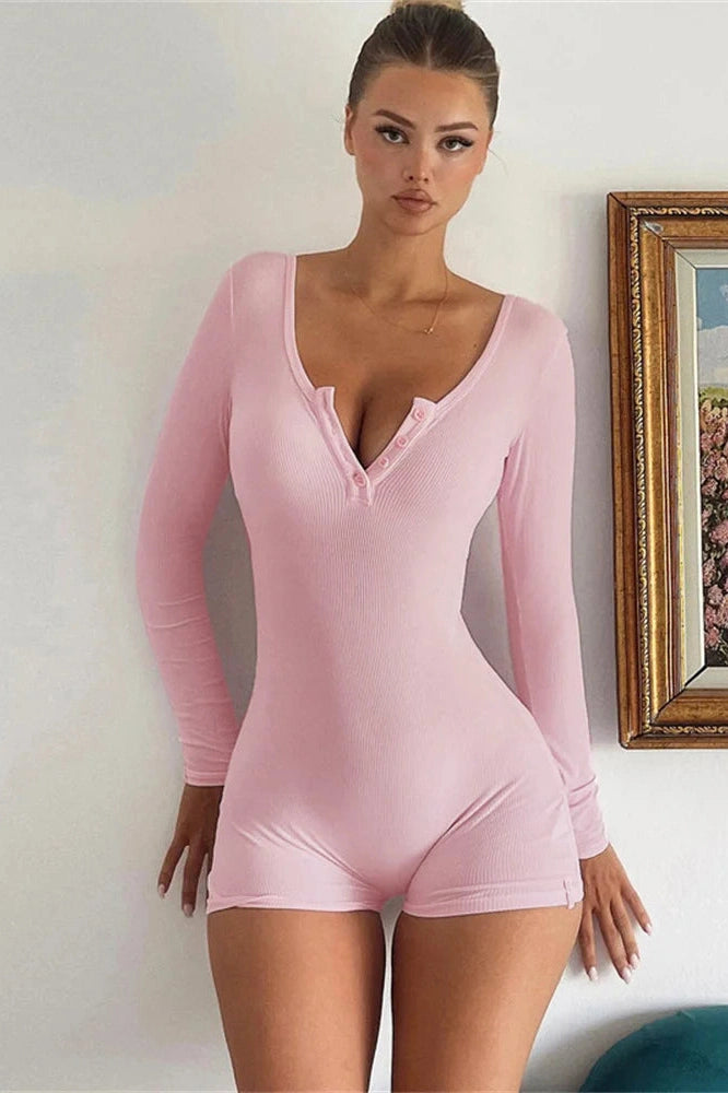Glorol - Long Sleeve High Waist Jumpsuit