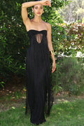 Glorol - Hollow Out Backless Off-Shoulder Strapless Sleeveless Bodycon Maxi Dress