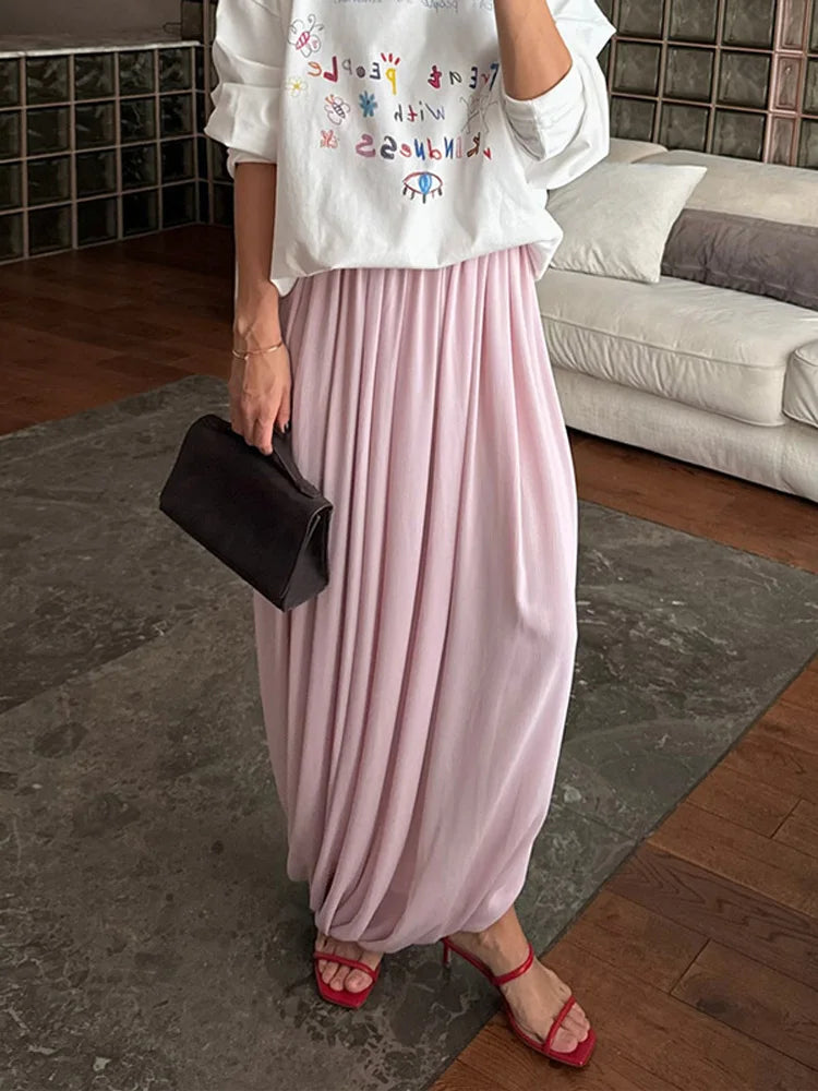Glorol - High Waist Pleated Patchwork Skirt