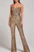 Glorol - Backless Sleeveless Slim Bodycon Jumpsuit