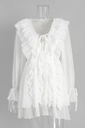 Glorol - Patchwork See-Through Lace-Up Slim Bodycon Mini Dress