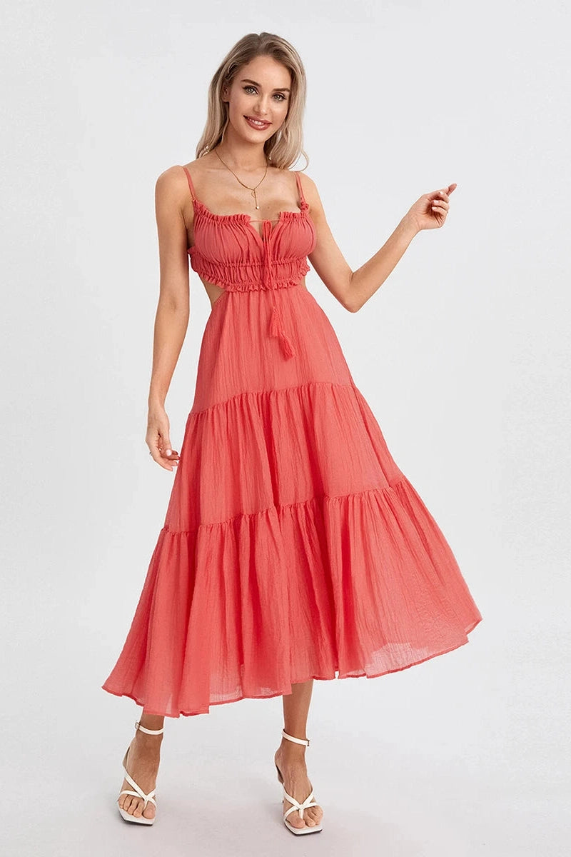Glorol - Elegant Sleeveless High Waist Midi Dress