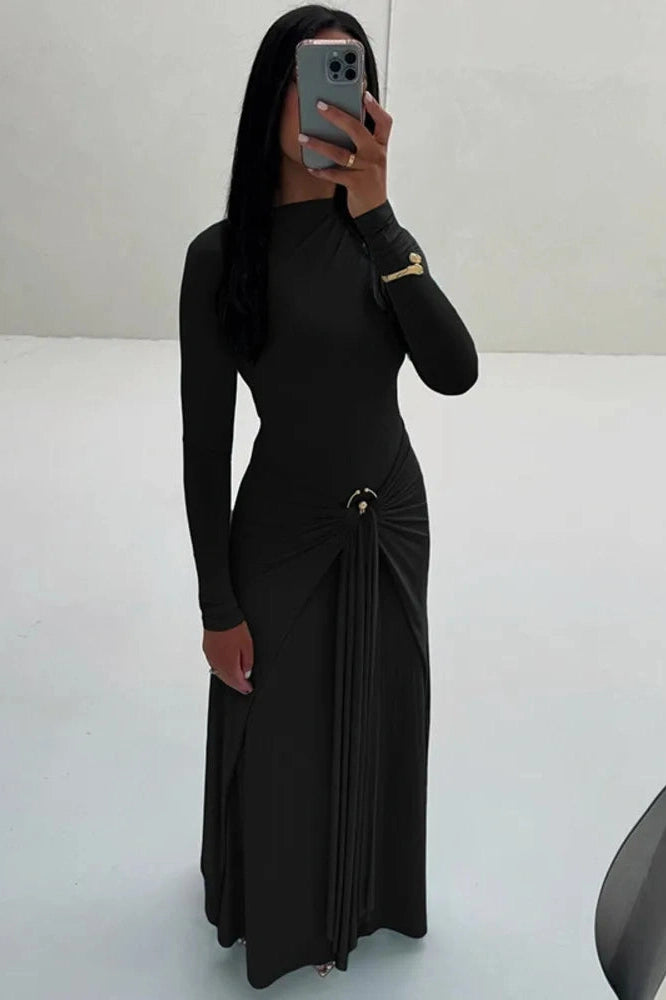 Glorol - Elegant Long Sleeve Bodycon Maxi Dress