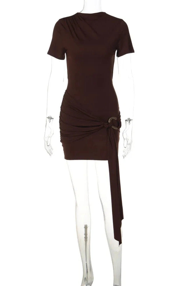 Glorol - Elegant Backless Short Sleeve Mini Dress