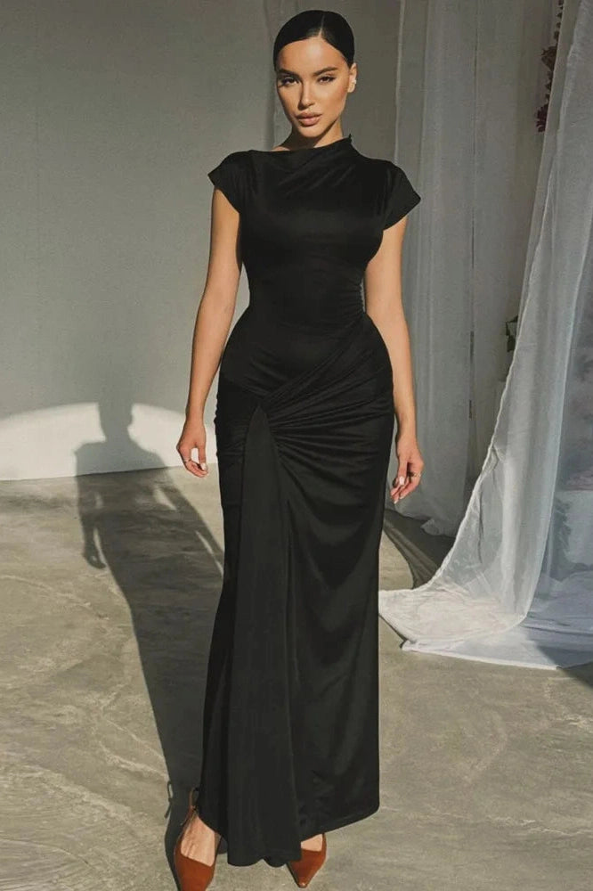Glorol - O-Neck Sleeveless Bodycon Lace-up Maxi Dress