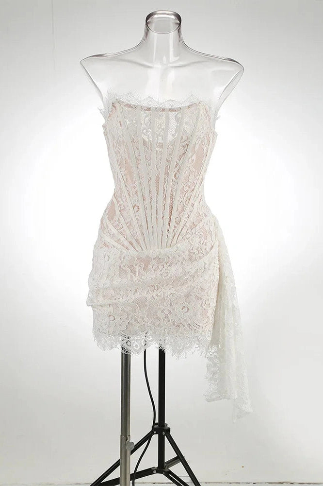 Glorol - Elegant Strapless Off-shoulder Mini Dress
