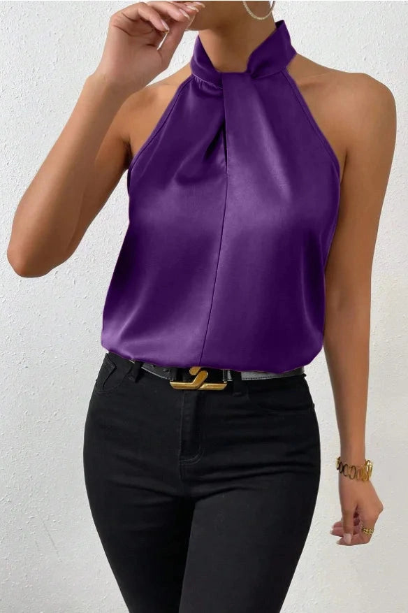 Glorol - Elegant Turtleneck Sleeveless Top