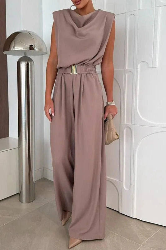 Glorol - Elegant Sleeveless Wide Leg Jumpsuit