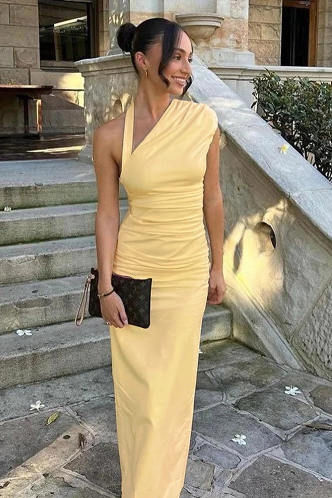 Glorol - Elegant Backless Bodycon Slit Maxi Dress