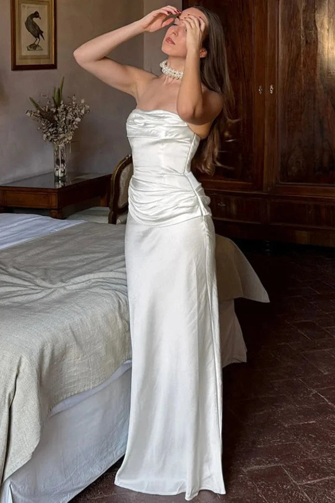 Glorol - Off-Shoulder Strapless Sleeveless Backless Bodycon Maxi Dress