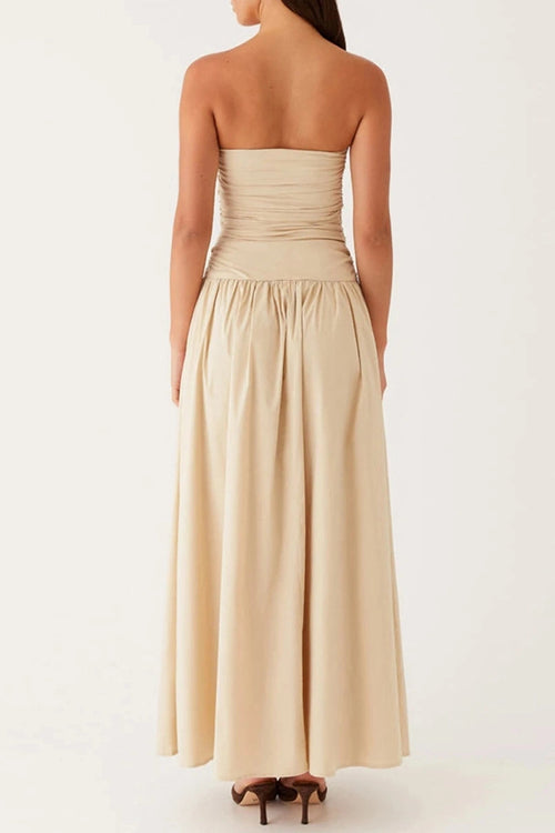 Glorol - Backless Sleeveless Strapless Maxi Dress