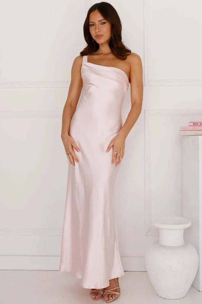Glorol - One Shoulder Backless Sleeveless High Split Maxi Dress