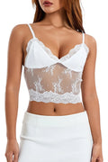 Glorol - Lace Patchwork Sleeveless V-Neck Top