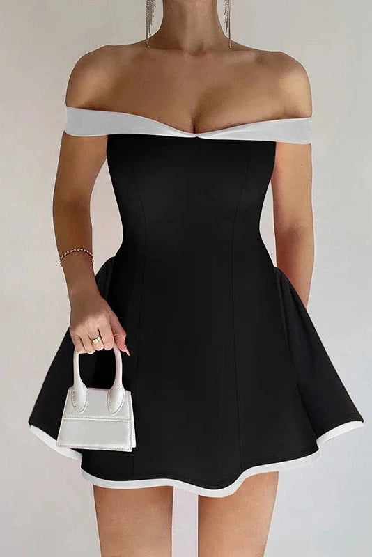 Glorol - Elegant Slim Backless Off-Shoulder Mini Dress