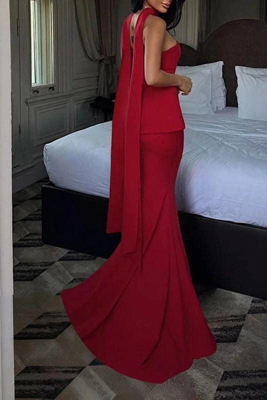 Glorol - Elegant Off-Shoulder Fit Maxi Dress