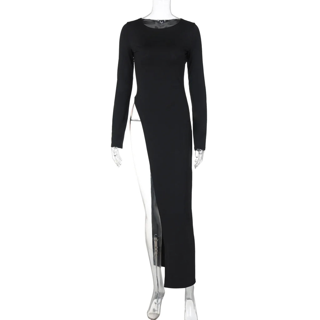Glorol - Long Sleeves High Waist Maxi Dress