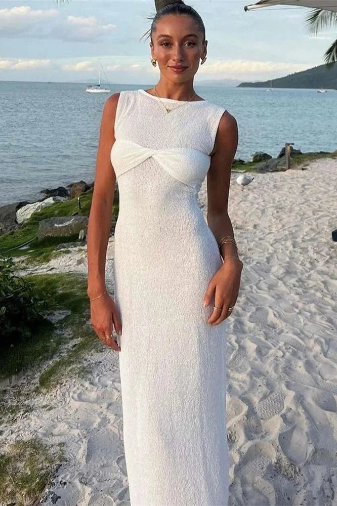 Glorol - Sleeveless See-Through Bodycon Maxi Dress