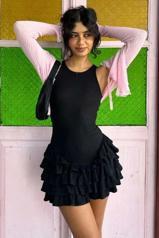 Glorol - Elegant Patchwork Sleeveless Slim Fit Mini Dress