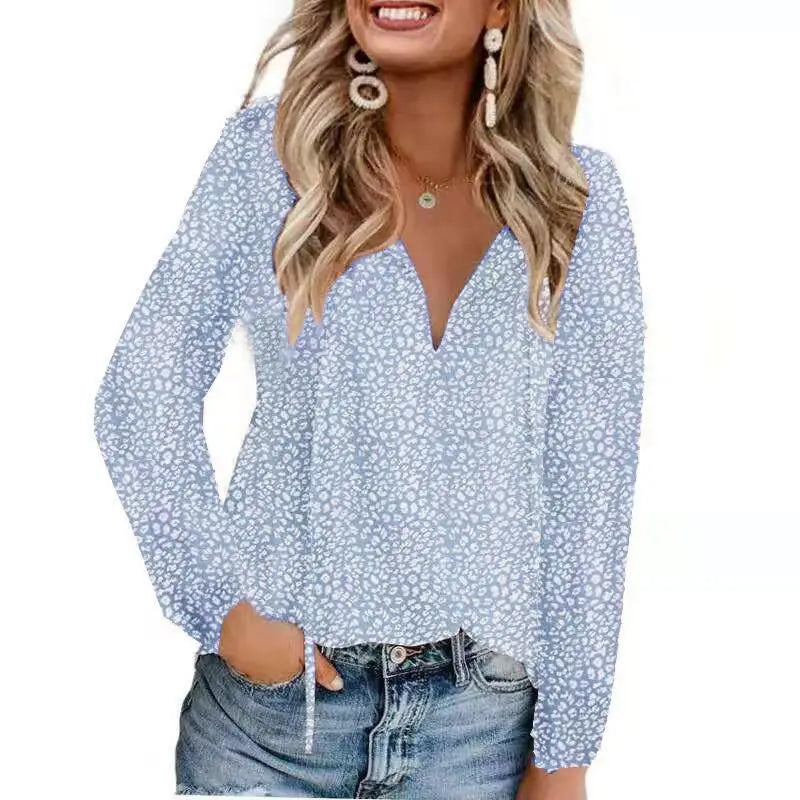 Glorol - Floral V-Neck Double-Layer Top